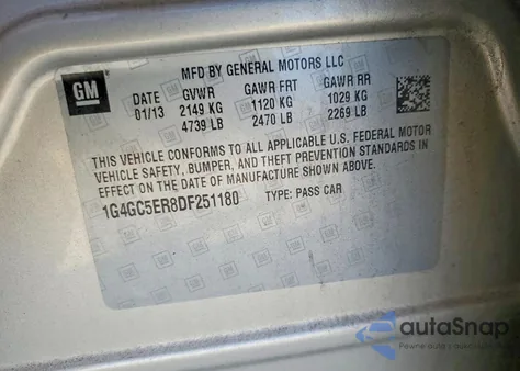 2013 Buick Lacrosse z USA, uszkodzony, nr VIN 1G4GC5ER8DF251180